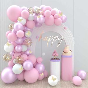 Party Balloons Pink Purple Butterfly Balloon Garland Arch Kit Wedding Birthday Party Decor Kids Baby Shower 1st Birthday Latex Baloon Globos