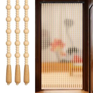 Drewniana zasłona drzwi z koralikami z haczykiem pręta ręcznie robione bambusowe drewniane koraliki sznurkowe Zasłony do przegrody do salonu itp. 240516