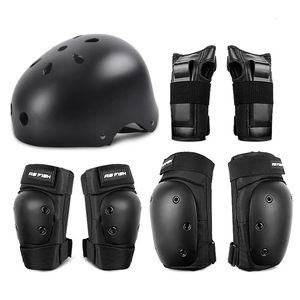 Professionell sportrullskridskoåkning Skyddsutrustning Knäarmbåge Support Wrist Guard Hjälm Set Skateboard Protector för barn Vuxen 240517