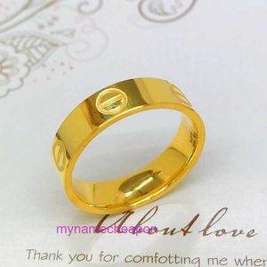 Ring Cartrros designer Never fade diamond 999 Full Gold Closed Couple Plain Wrapped Silver Smooth Face Mens and Womens Fashion