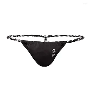 Underbyxor Mens erotiska mini Sexig utbuktningspåse Briper Male Fashion T-Back Underwear Thongs Trunks Låg midja mjuka mäns G-strängar