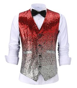 Men Shiny Sequin Suit Vest Fashion Slim Fit Business Dress Suit Vest Mens Suit Prom Wedding Waistcoat Custom Made Groomsmen Vest7066553