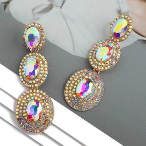 Dangle Kronleuchter moderner eleganter und modisches mehrkreisförmiges Metall All Crystal Pendell Ohrringe Luxusfee Gleng Schmuck Retro Ohrringe D240516