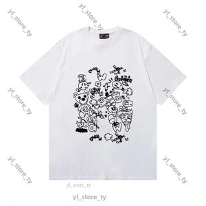 Designer Draw T-shirt Face sorridente graffiti Camiseta estampada de algodão puro Pintura esportiva solta Manga curta Men e feminina Camiseta fofa de moda F4D4