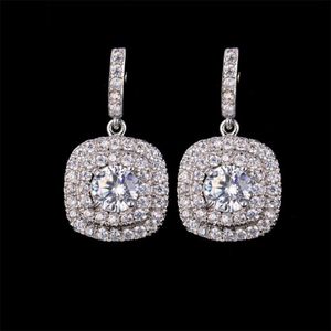 2021 Choucong Brand Dangle Earring Luxury Jewelry 18k White Gold Fill Round Cut Topaz Sapphirre High Quality Party Promise Women Weddin 298W