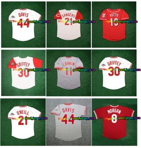 Eric Davis Deion Sanders Ken Griffey Sr. 1990 World Series Reds Throwback Baseball Jersey Pete Rose Joey Votto Bench Chris Sabo Paul O'Neill Perez Joe Morgan AAA