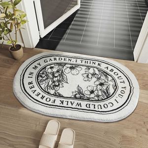Carpets Nordic imitation cashmere semi-circular elliptical water absorbing and anti slip bathroom floor mat H240517