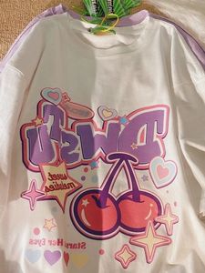 Deeptown harajuku grafik tshirt kvinnor bomull koreanska överdimensionerade t skjortor kpop tecknad toppar kvinnliga avslappnade söta par tees sommar 240508