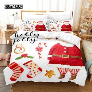 Zestawy pościeli Santa Claus Cover Cover Red White Zestaw Wesołych Świąt Bożego Narodzenia Komforterzy Dzieci na Decor Prezent