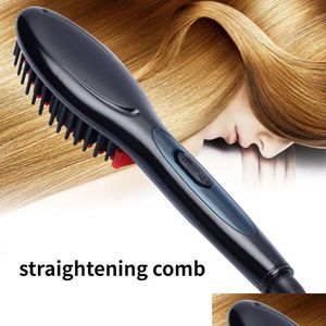 Hair Brushes Professional Straightener Beard Brush Ceramic Electric Straightening Comb Girls Ladies Straighteners Curler 230614 Drop D Otpht