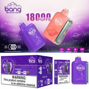 Original Bang Pulse 18000 Puffs Digital Disposable Vape Dual lägen Box Mesh Coil 26 ml Förfylld Desechable Vaping System Liquid Indicator LED Display