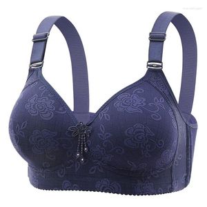 Reggiseni di reggiseno da donna di grandi dimensioni e stampato sottile con tazze piene raccolte senza anelli in acciaio per lingerie sexy traspirante