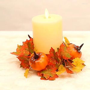Dekorativa blommor 2024 Thanksgiving Candle Ring Candlestick Artificial Simulation Pumpkin Garlands Pendent Home Decoration