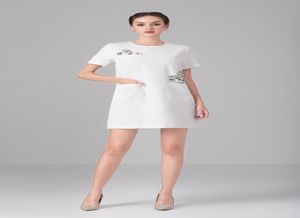 Vestido casual moda de manga curta pescoço redondo de garanhão solto clássico size branco s m l xl99999971