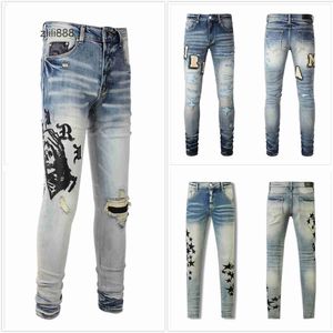 Designer jeans for mens jeans Ripped Hip hop High Street Hiking Pant Fashion Brand Pantalones Vaqueros Para Hombre Motorcycle Embroidery Close slim fit jeans men