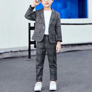 Suits Boys Smooth Slim Fit Casual Set Childrens Spring and Autumn Performance Piano Photography Clothing Childrens Jackets and Pants Set Y240516