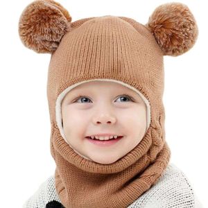 Doitbest baby boy beanie skyddar nacken fast vindtät vinterbarn barn barn stickad hatt stickad varm fleece barn flickor öronflap mössor l2405