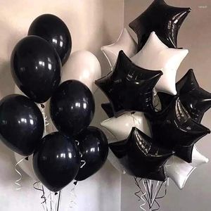 Decoração de festa 22pcs preto star white foil helium balões de casamento de aniversário chá de bebê brinquedos de tacos de látex Air Globos