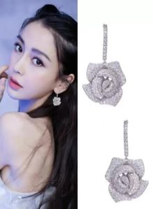 Designer Brincos de Jóias de Casamento Mulheres Brincho de Flor Rose S925 Silver Cubic Zirconia Earing Rings For Girls Gift9056709