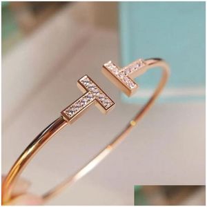 Chokers 2024 Classic Brand Letter Double T Diamond Bangle Armband 925 Sterling Sier Jewelry for Women Men Gift Drop Delivery Necklace Otwsn
