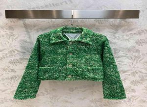 Womens Jacket Green Short Tweed Jacket Fashion Märke Singelbröstade laper Högkvalitativ Autumn Jackets Designer Kvinnkläder 091721523