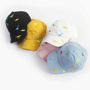 Caps Hats Childrens Baseball Hat Embroidered Cartoon Baby Hat Solid Dinosaur Summer Childrens Baseball Hat Girls Curved Brim Pea Hat WX