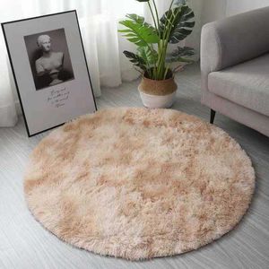 Carpets Miscellaneous Tie Dyed Round Carpet Nordic Instagram Style Gradient Bedroom Living Room Tea Table Household Hanging Chair Bedside H240517