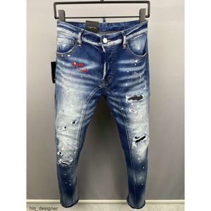 2024 New Men Jeans Hole Light Blue Dark Gray Italy Brand Man Long Pants Trousers Streetwear Denim Skinny Slim Straight Biker Jean dsquares dsqureditys 2 dsquards OW0K