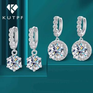 Stud 3 Karat Moissanit Küpe GRA SERTİFİKA Yuvarlak Ayçiçeği D Elmas Damla Küpe 925 Gümüş Küpe 2024 Trend J240513