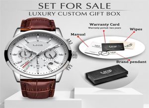 Lige Top Luxury Fashion Leather Strap Quartz Men Watches Casual Date Male Male Wristwatches Homme Montre Clock Box 2103108409346