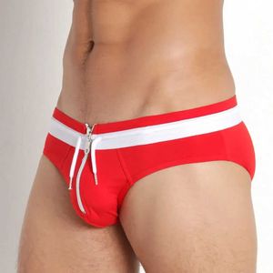 Men's Swimwear Sexy Zipper Line Classic Brief Swimwear Men Quick Dry Zip Front Swim Underwear Fashion Bikini Swimsuit Male Surfing Board Shorts Y240517