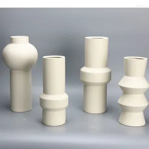 Vases Minimalist White Ceramic Vase Flower Pots Arrangement Modern Decor Porcelain Flowers Desk Decoration Ornaments