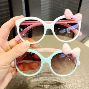 Adorable Color Block With Bow Decor Large Frame Sunglasses Teens Boys Girls Outdoor Party Vacation Travel kids eyewear