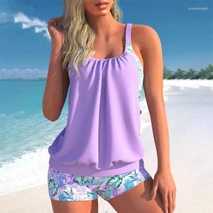 Frauen Badebekleidung Frauen sexy zweiteilige Tankini Druck hoher Taille Bikini Set 2024 Sommer Badeanzug Strandkleidung Schwimmdresse