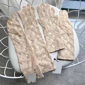 Women Designer Embroidery Lace Gloves Chic Letter Gloves Classic Print Sunscreen Drive Mittens Glove Girls Elegant Long And Short Mesh Glove Lady Party Dress