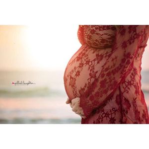 SALE Bella Maternity Wine Red Lace Long Sleeve Dress for Photo Shoot, Pregnancy Gown Bury