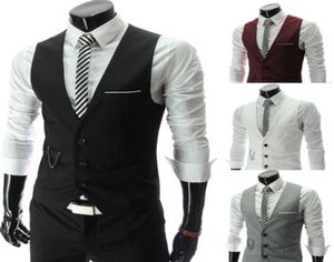 Nya ankomstklänningsvästar för män Slim Fit Mens Suit Vest Male Waistcoat Gilet Homme Casual ärmlös Formell Business Jacket5062730