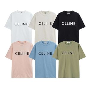 Camisetas masculinas CE24SS Nova carta clássica de camiseta de manga curta impressa para homens e mulheres, versátil elegante