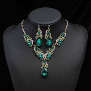 Wedding Jewelry Sets KMVEXO Fashion Multi Crystal Ball Set Womens Accessories Peacock Necklace Earrings Bridal