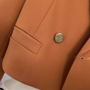 Women Suit Business Style Loose Formal Office Coat Solid Color Turn-down Collar Double-breasted Jacket Women's Clothing