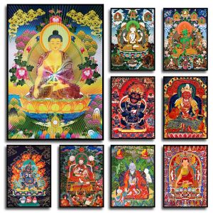 Poster de arte budista vintage Buda shakyamuni manjushri mahakala impressão pintura de tela para sala de estar decoração de casa