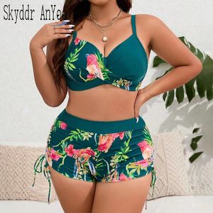 Women's Swimwear Plus Size Two Piece Swimsuits 2024 Printed High Waist Bikinis Set Push Up Feminine Bathing Suits