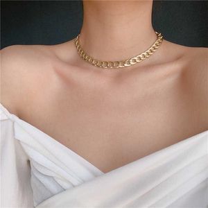 Korean Fashion Chokers Necklace For Women Gold Silver Color Cuban Chain Statement Necklace Fashion Jewelry Gifts 236o