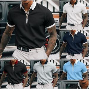 Herren Polos S Frühling/Sommer Solid Reißverschluss-Hemd T-Shirt-Drop-Lieferkleidung Kleidung T-Shirts Dhb2x