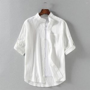 Erkekler rahat gömlek 2024 bluz pamuk keten gömlek gevşek üstler kısa kollu tişört yaz yakışıklı erkekler tişört
