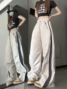 2024 Womens Casual Bag Pants Harajuku stora lastbyxor Y2K Korean Fashion Hip Hop Wide Leg Zipper Byxor Sportbyxor 240515