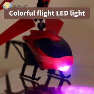 1pc TwoChannel Suspension RC Helicopter Toy Remote Control Aircraft Charging Light LED för barn 240516