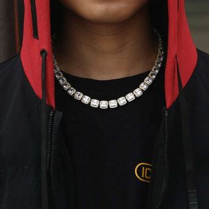 Hip Hop Bling Sterling Sier 8mm VVS Moissanit Tennisketten Halskette