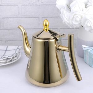 Dinnerware Sets 15L Stainless Steel Water Kettle Tea With Strainer For Home Restaurant (Golden)