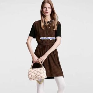 レディースドレス豪華なデザイナー女性用服半袖のシャツコットンソフトスリムフィットドレスパーティーコントラスト格子縞のドローストリングウエスト包まれた半袖ドレス5570